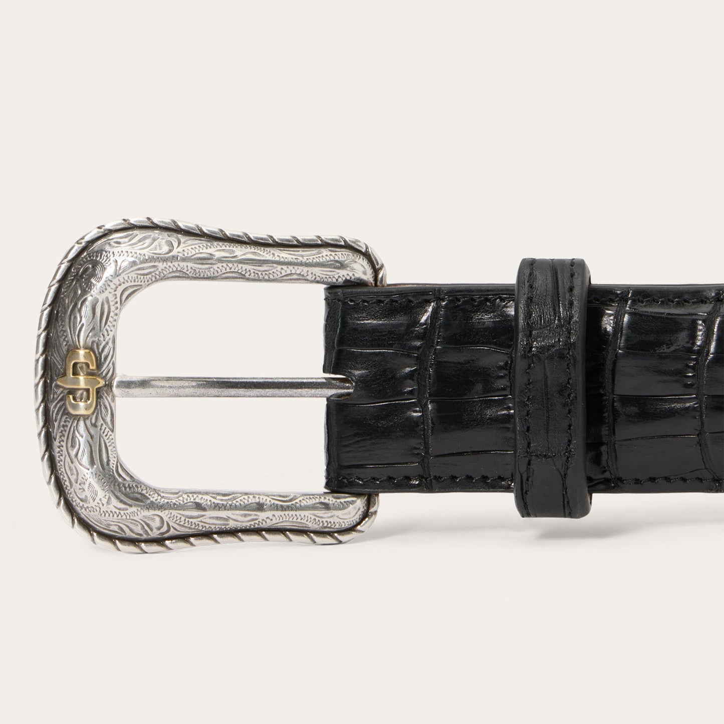 Caiman Western Tab Belt Black Classic Men