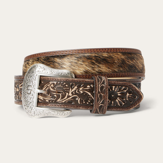 HaironHide Tooled Tab Belt Vintage/Brown Men