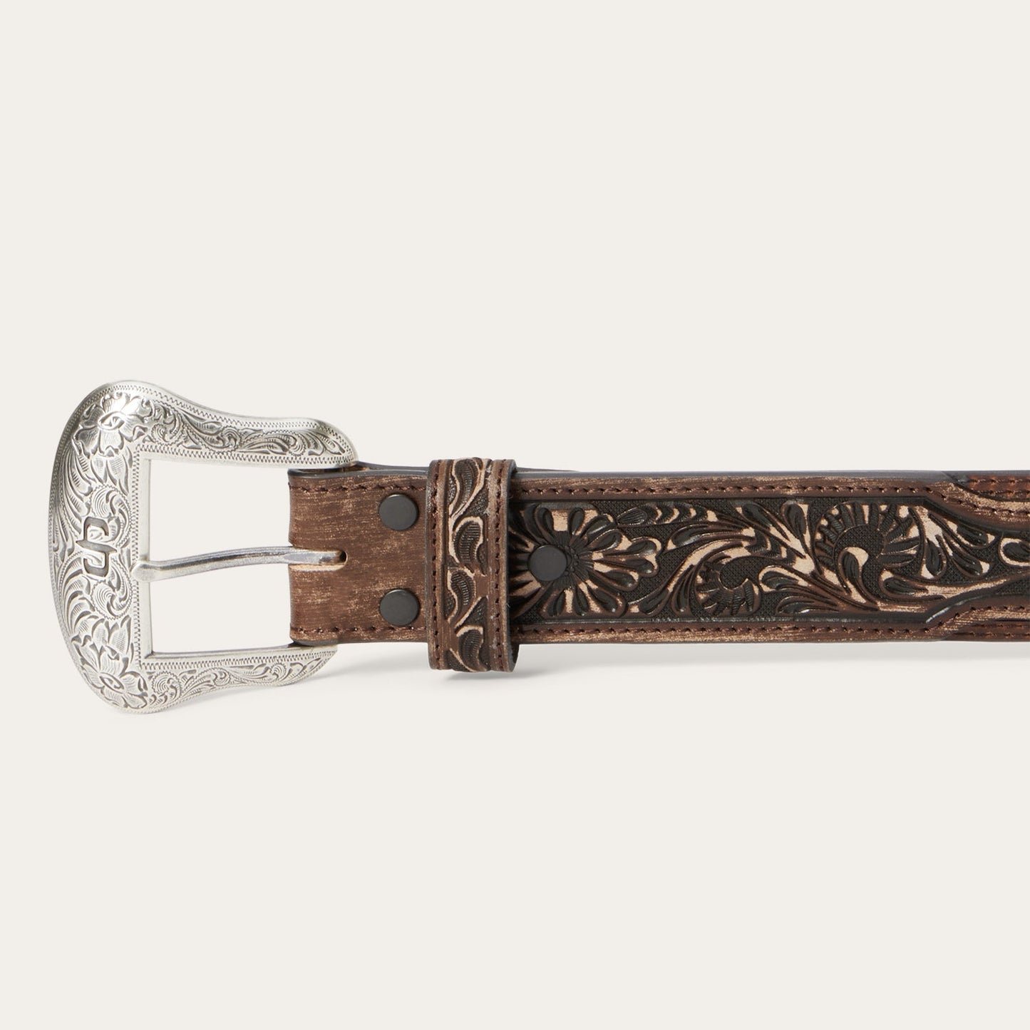 HaironHide Tooled Tab Belt Vintage/Brown Men