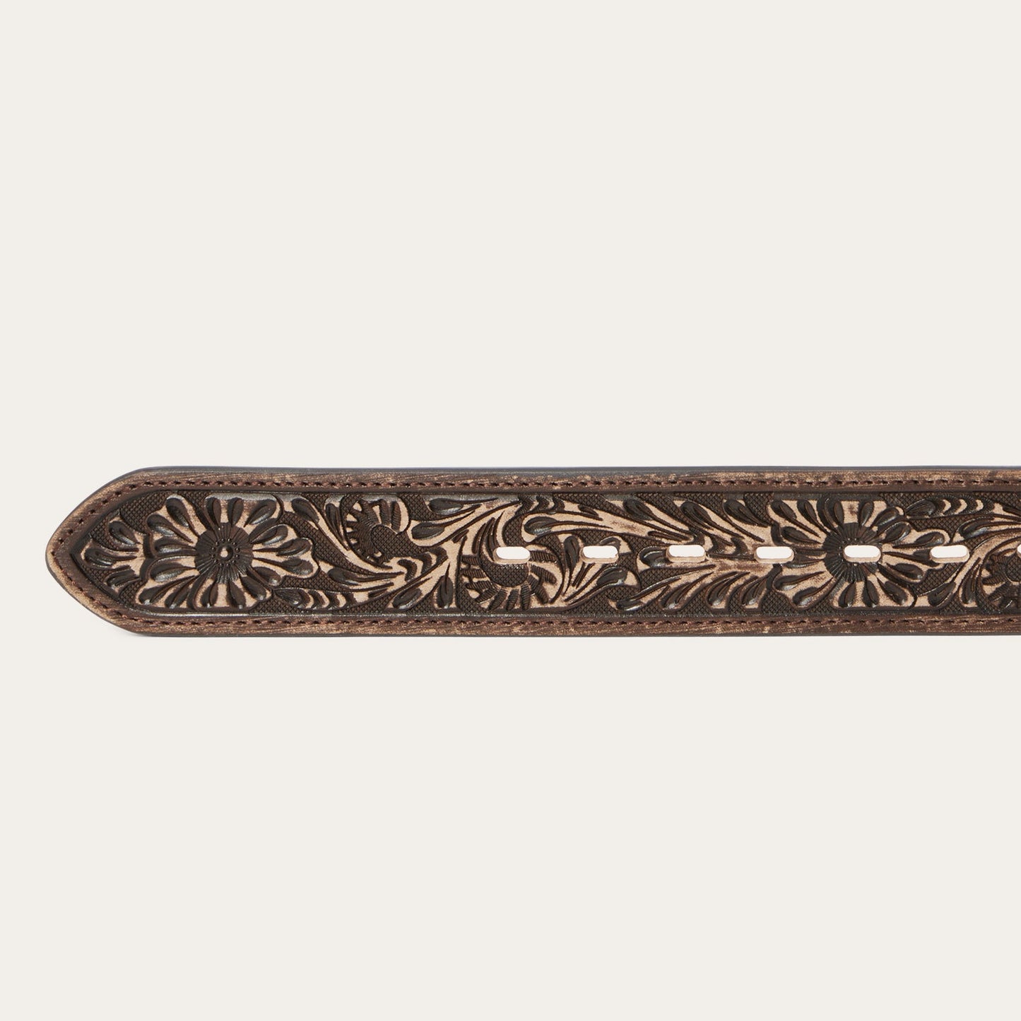 HaironHide Tooled Tab Belt Vintage/Brown Men