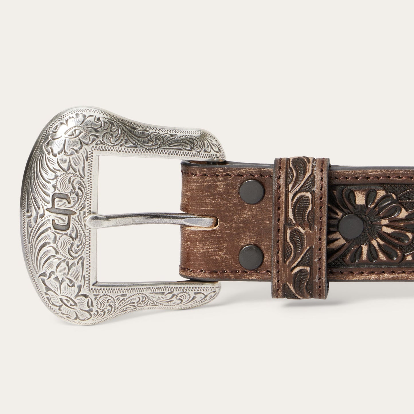 HaironHide Tooled Tab Belt Vintage/Brown Men