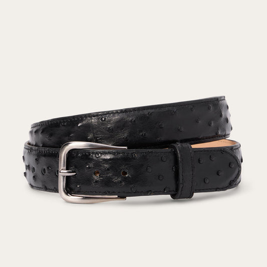 Ostrich Western Tab Belt 1 1/4 Width Black Classic Men