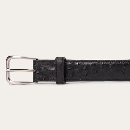 Ostrich Western Tab Belt 1 1/4 Width Black Classic Men