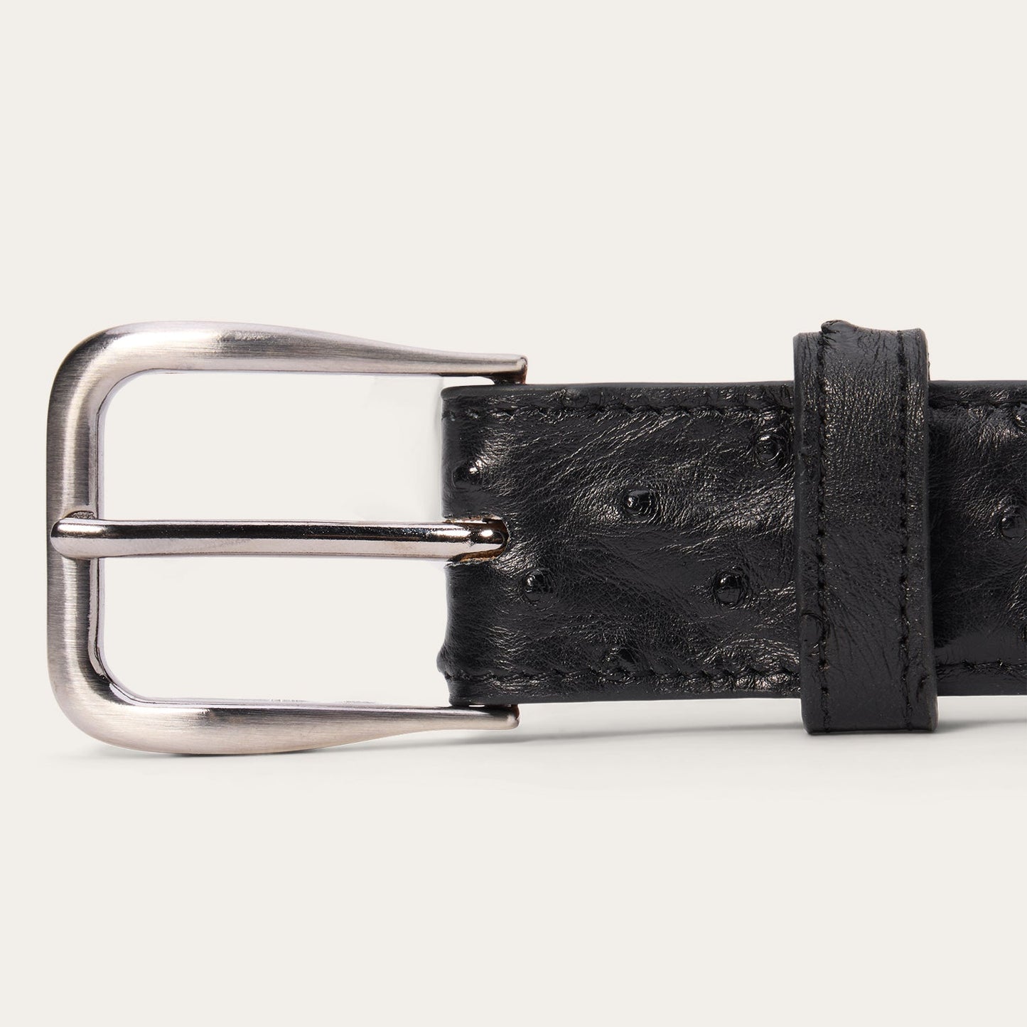 Ostrich Western Tab Belt 1 1/4 Width Black Classic Men