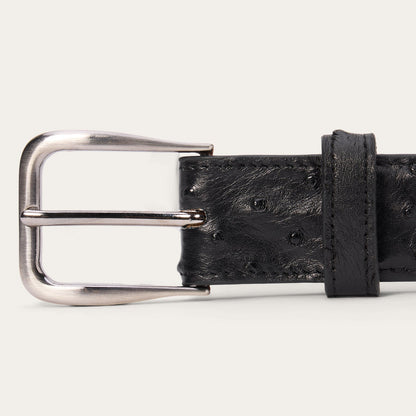Ostrich Western Tab Belt 1 1/4 Width Black Classic Men