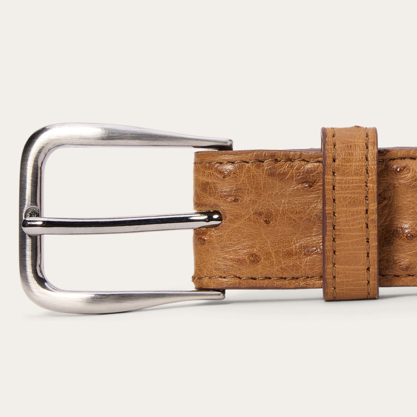 Ostrich Western Tab Belt 1 1/4 Width Antique Cognac Men