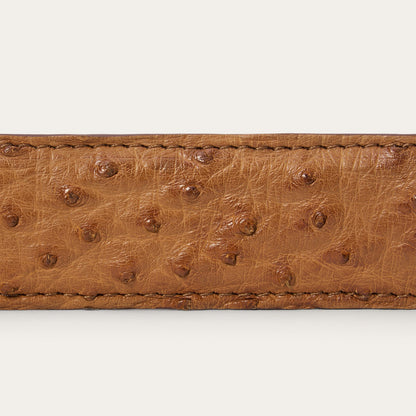 Ostrich Western Tab Belt 1 1/4 Width Antique Cognac Men