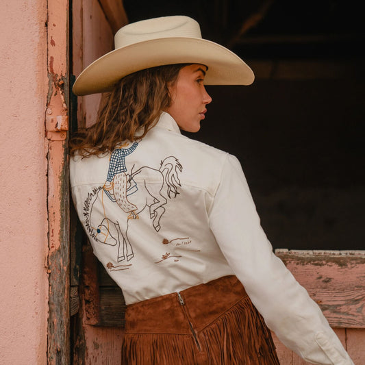 Western Embroidered Denim Shirt Women