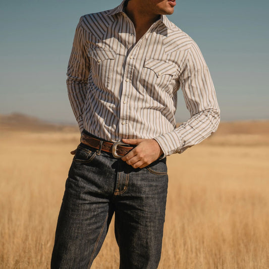 Ombre Stripe Western Shirt Men