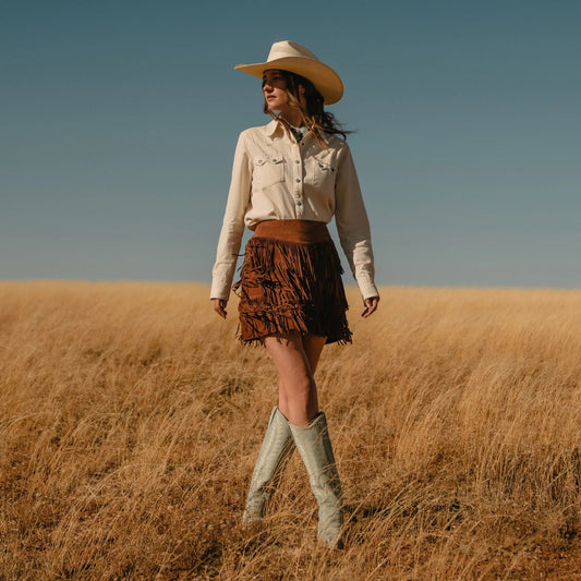 Lamb Suede Fringe Mini Skirt Women