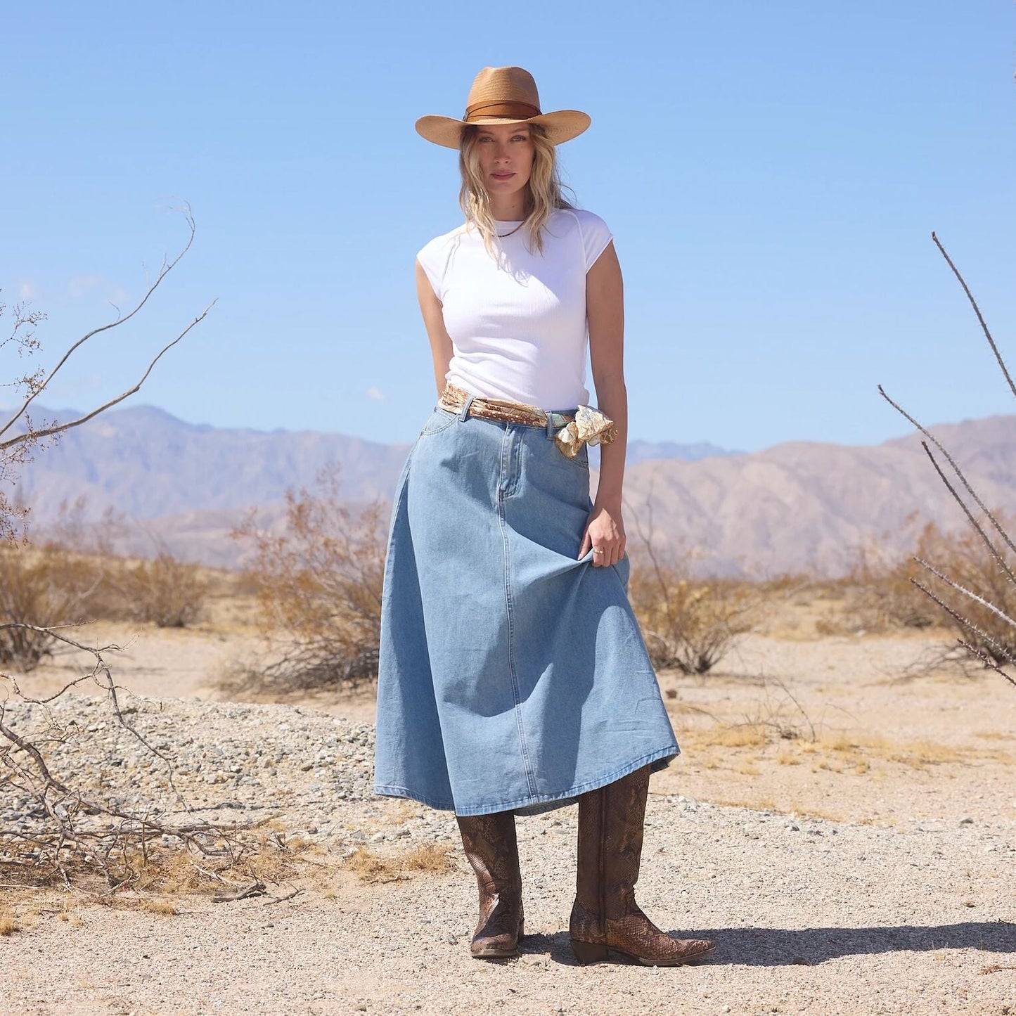 Light Wash Denim Skirt Women