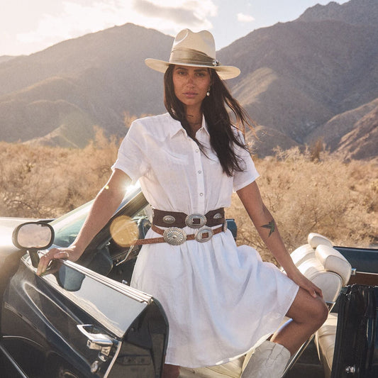 Southwestern Concho Wide Belt Brown Women