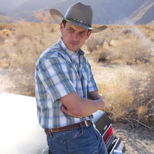 Moss Plaid ShortSleeve Western Shirt Men