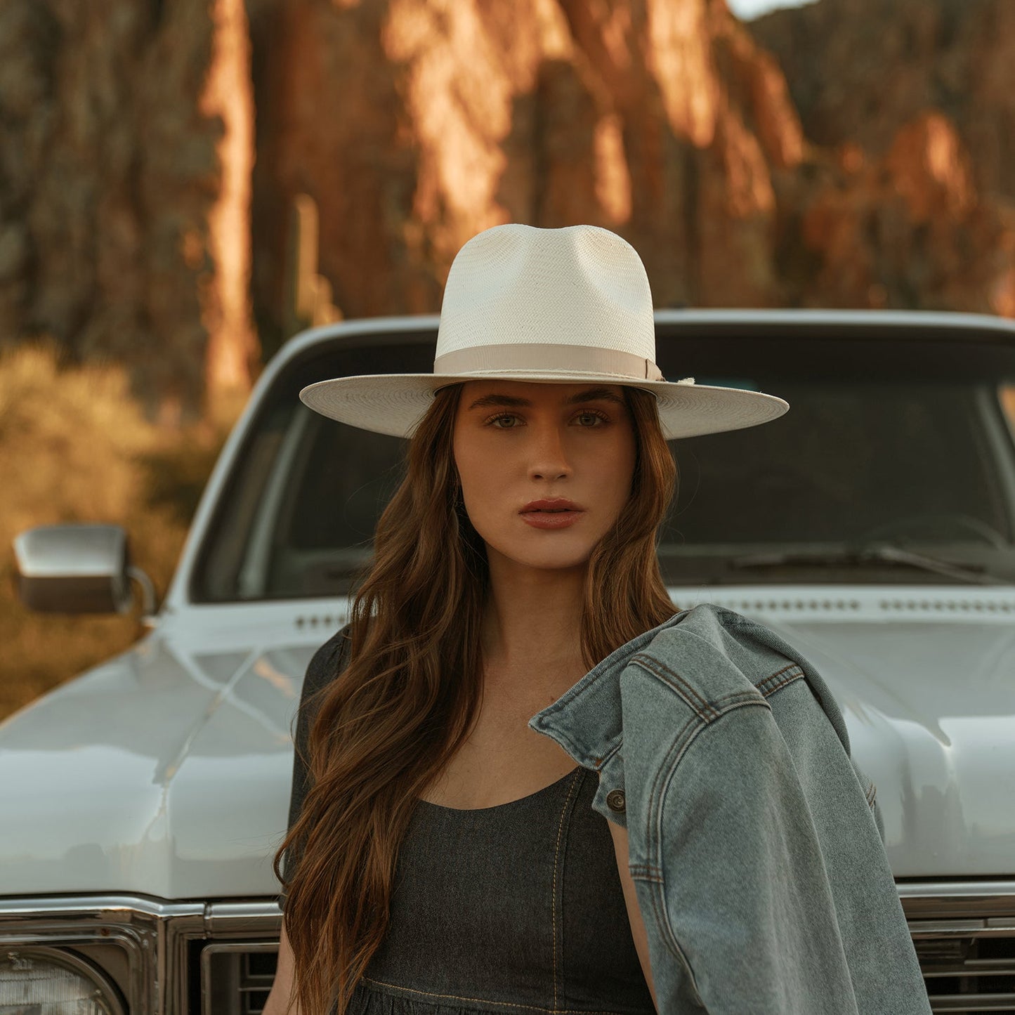 JW Marshall Straw Flat Brim Hat